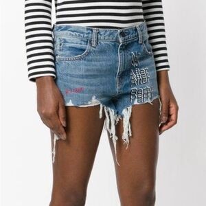 Alexander Wang No After Party Short in Light Indigo Aged Denim Jean Sz 29
